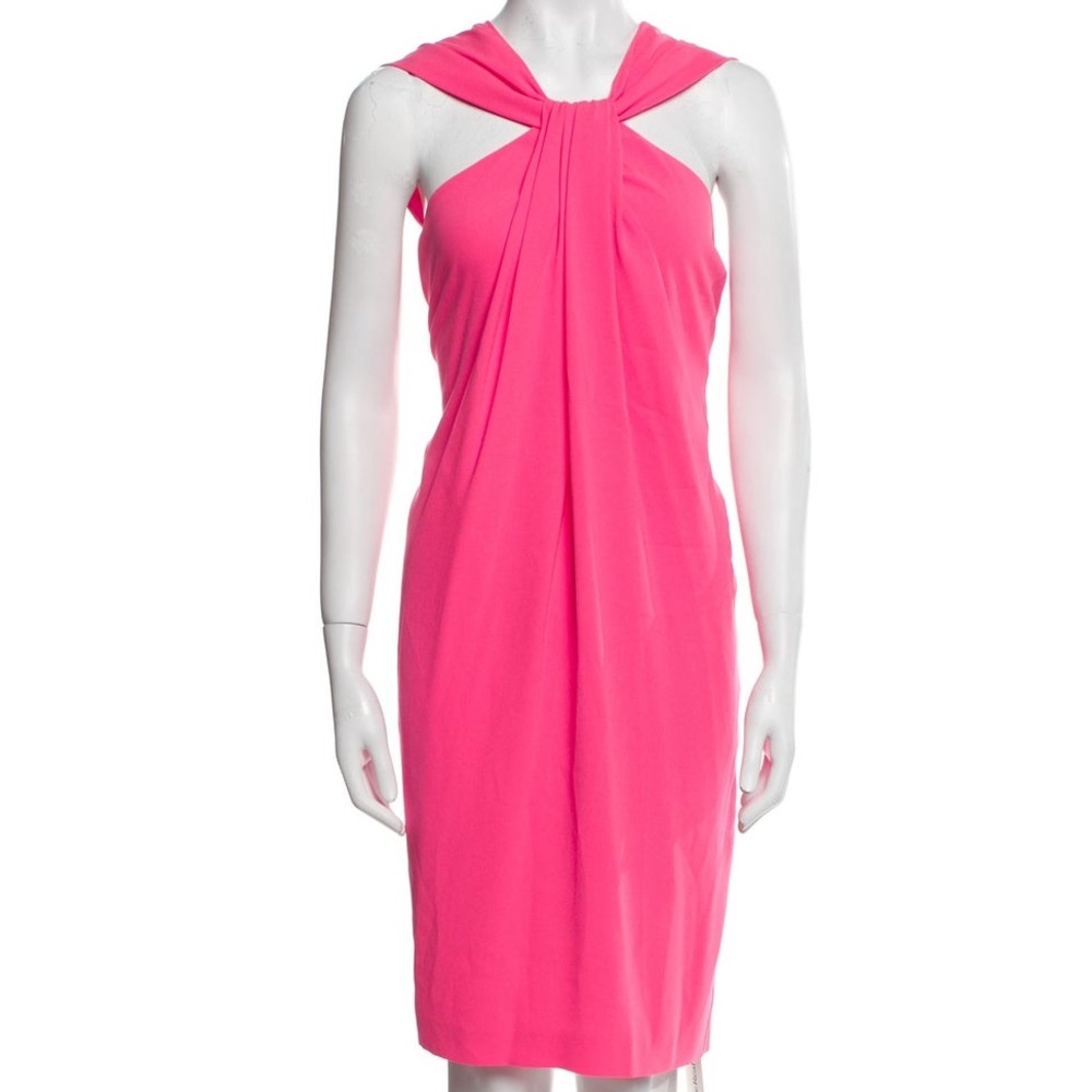 St John bright Pink Sleeveless Grecian halter Dress springtime length 38” P2P 18